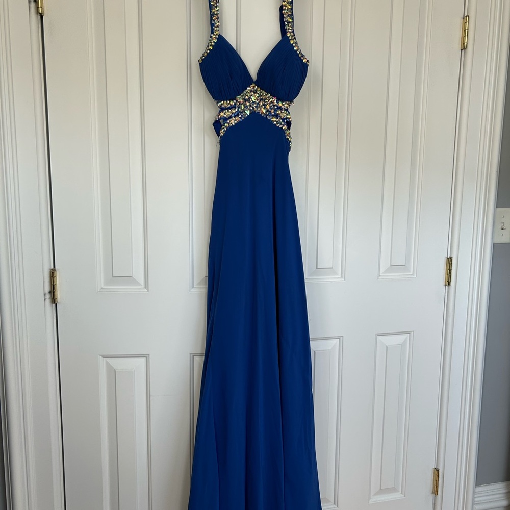Faviana Royal Blue Embellished Prom Dress